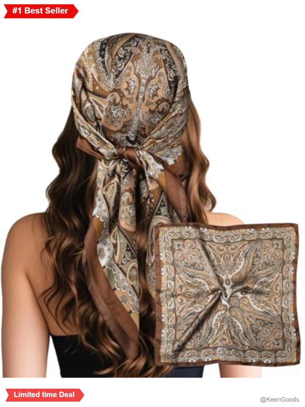 Satin Silk Feel Head Hair Scarf Bandana Polyester 27.5 Inch Square